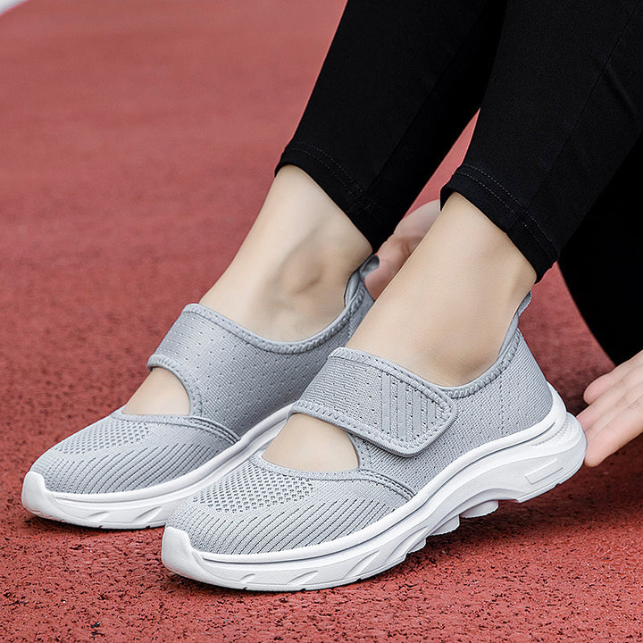 Women's knitted strap sneakers with Velcro, padded insole, and shock-absorbing EVA sole Mune Fashion