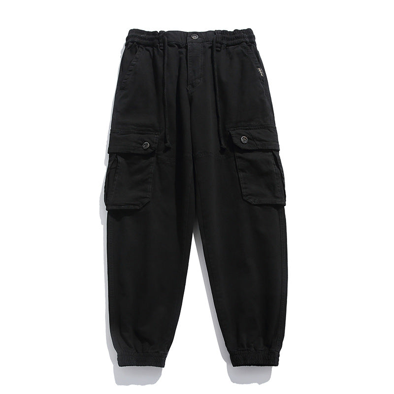 Men's Soft Cotton Utility Cargopants in Jogger Style with Elastic Waistband and Oversized Flap Pockets Drune