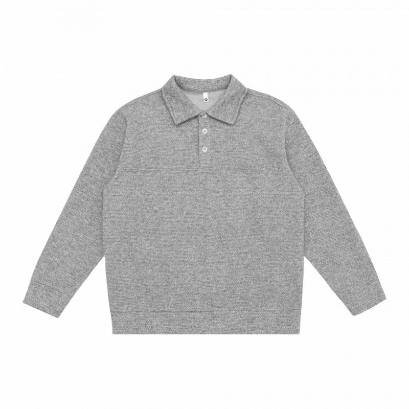 Unisex Oversized Knit Polo with Half Button Placket, Shirt Collar and Ribbed Hem Mune Fashion
