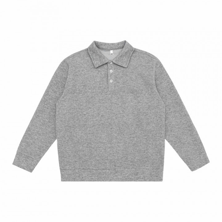Unisex Oversized Knit Polo with Half Button Placket, Shirt Collar and Ribbed Hem Mune Fashion
