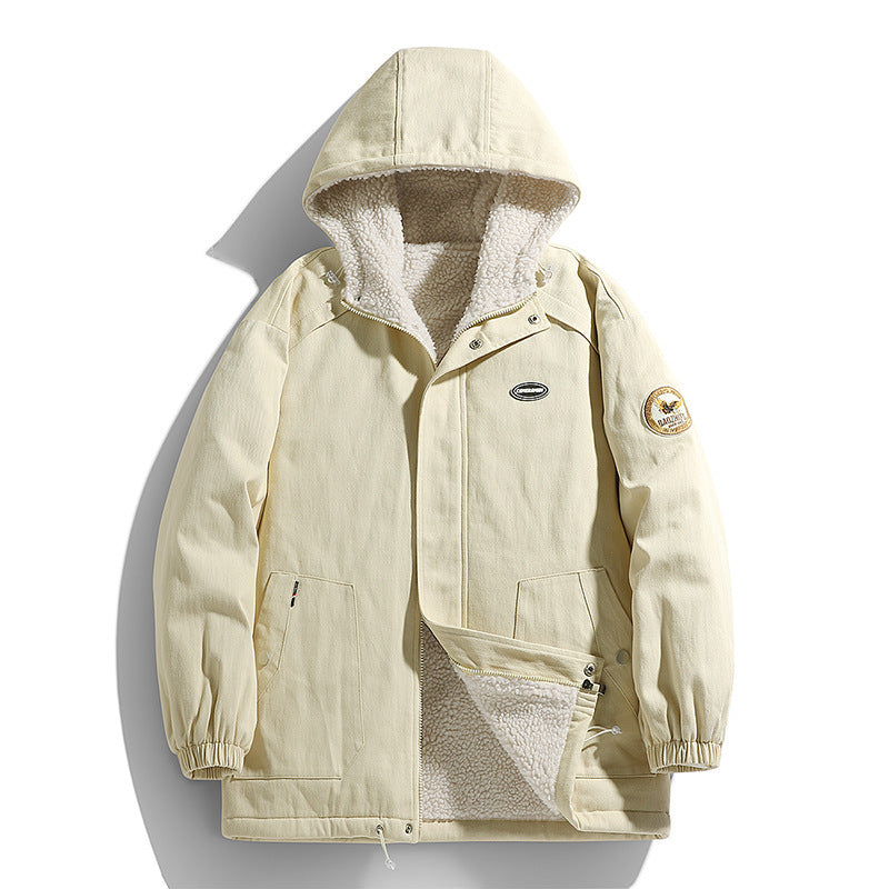 Men's padded canvas parka with Sherpa fleece lining and hood Mune Fashion