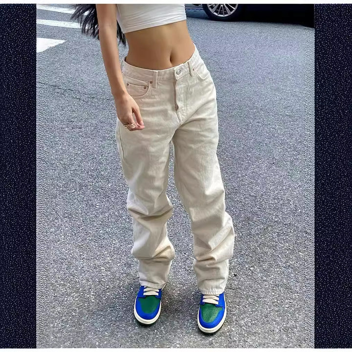 Women’s wide High-Waist Baggy Jeans with a deep crotch, five-pocket design and extra-long legs Mune Fashion