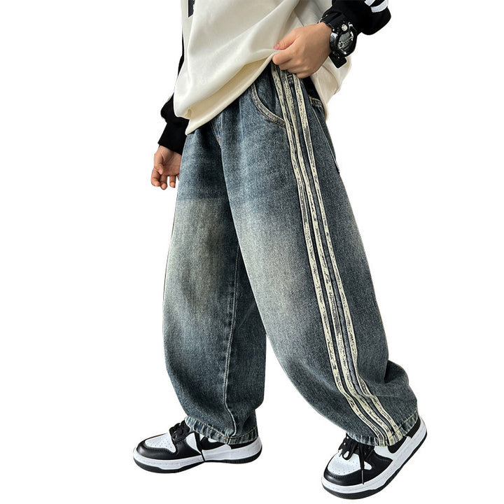 Unisex casual baggy jeans with side stripes Mune Fashion