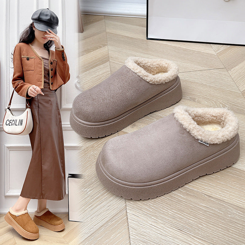 Ladies Cozy Slipper Shoes with High Platform and Teddy Lining Mune Fashion