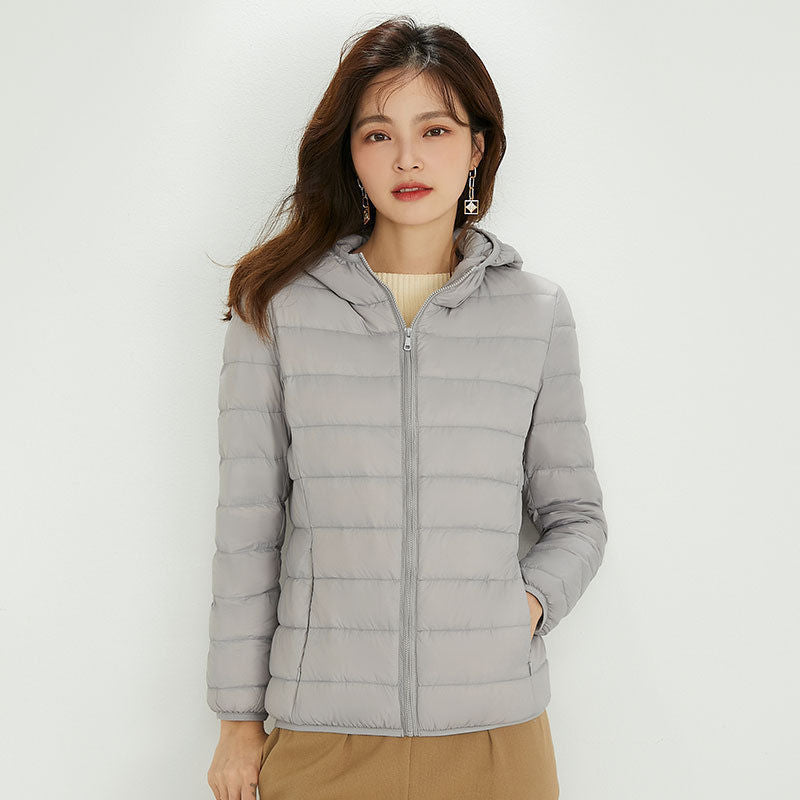 Women's Ultra-light Quilted Hooded Jacket with Ultra-flat Thermal Wadding Mune Fashion