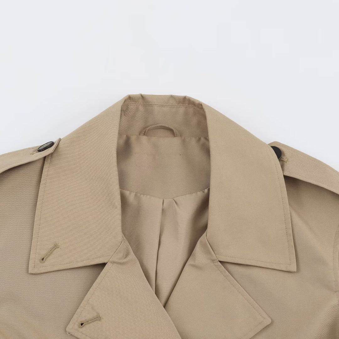 Women's short-cut trench coat with double-breasted button placket Mune Fashion