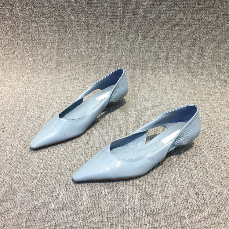 Women Refined Lace Ballet Flats with supple Leather Upper Mune Fashion