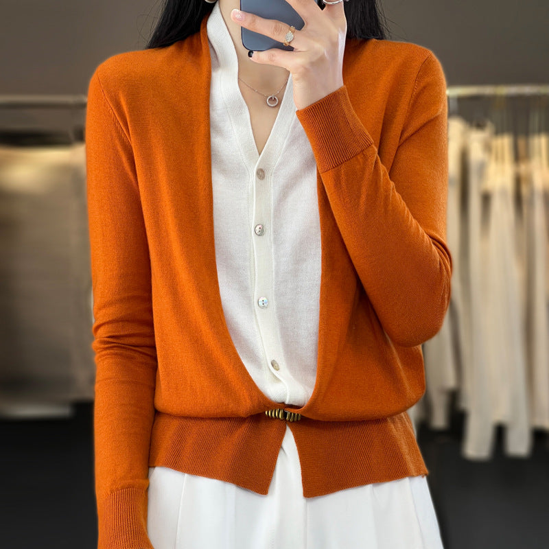Women Lightweight Open Fine Knit Cardigan with Asymmetrical Pointed Hem and Tailored Silhouette Mune Fashion
