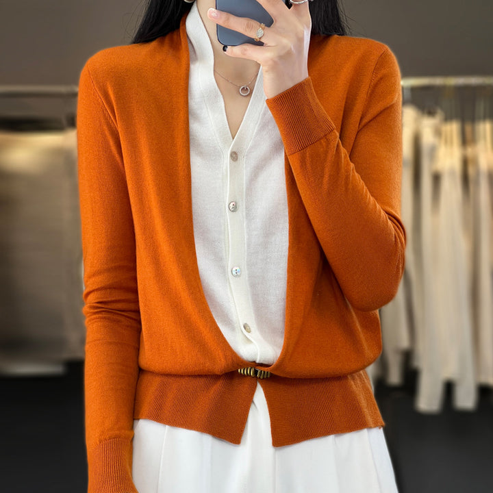 Women Lightweight Open Fine Knit Cardigan with Asymmetrical Pointed Hem and Tailored Silhouette Mune Fashion