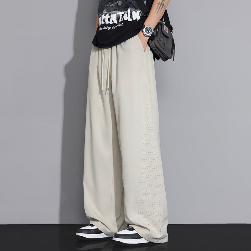 Men's Loose-Fitting Sports Pants with Breathable Mesh Inserts