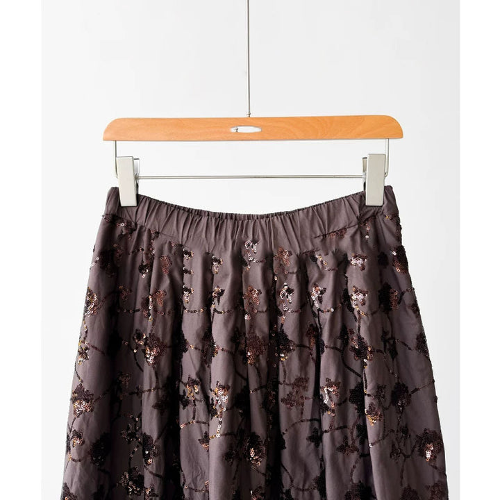 Ladies Elegant Midi Skirt with Floral Design Mune Fashion