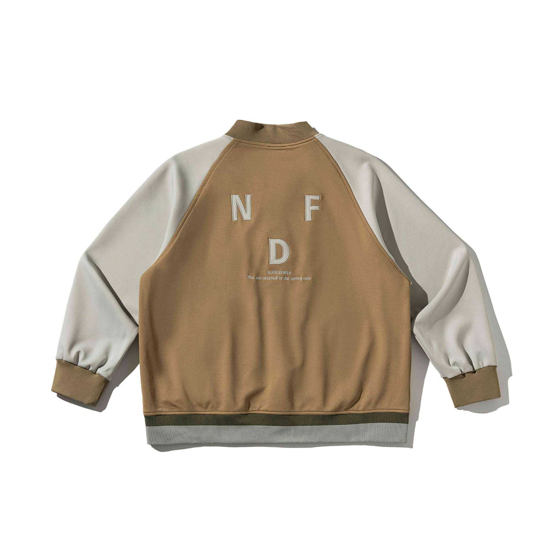 Unisex Short-cut College Bomber Jacket in Material Mix with Raglan Sleeves Mune Fashion