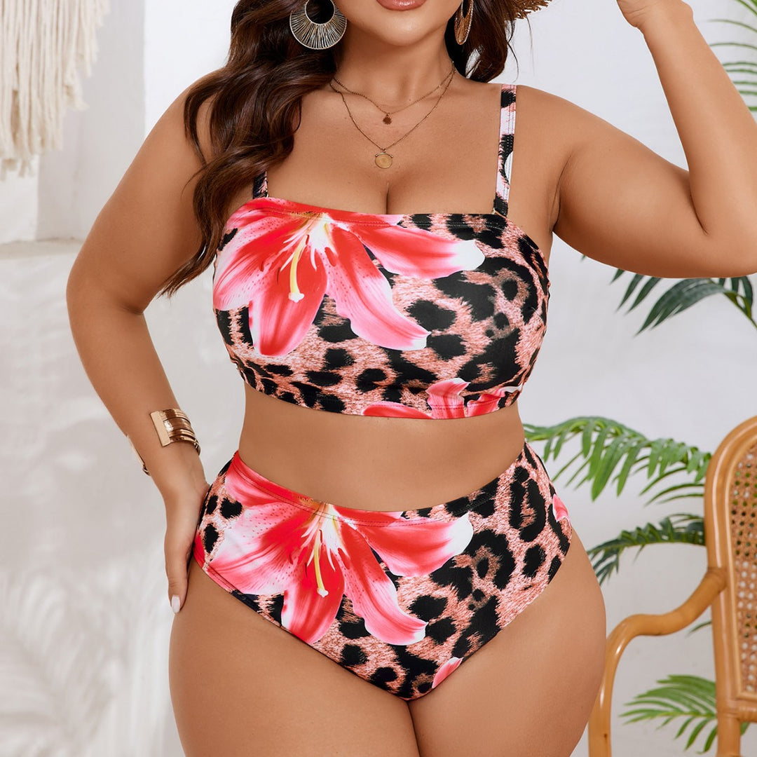 Women’s bandeau bikini with floral pattern and high waist Mune Fashion