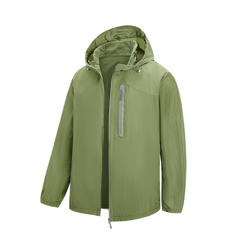 Men's Ultralight Packable Rain and Wind Jacket with Hood, Hidden Chest Pocket, and Water-Repellent Shell Mune Fashion