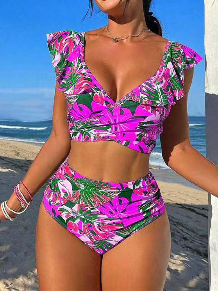 Ladies high-waisted bathing bikini with playful ruffle details Mune Fashion