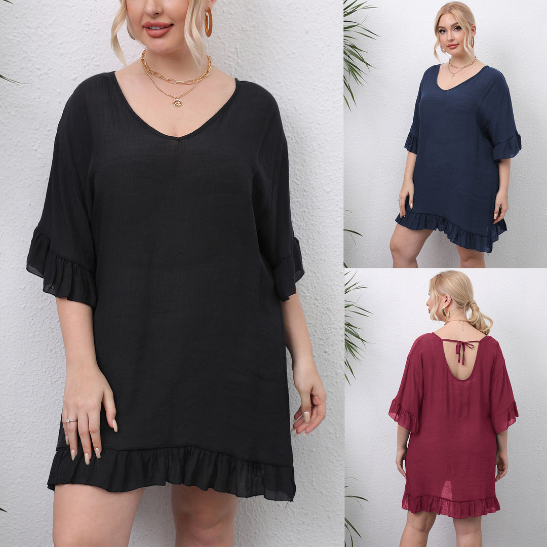 Women lightweight beach dress with voluminous ruffles Mune Fashion