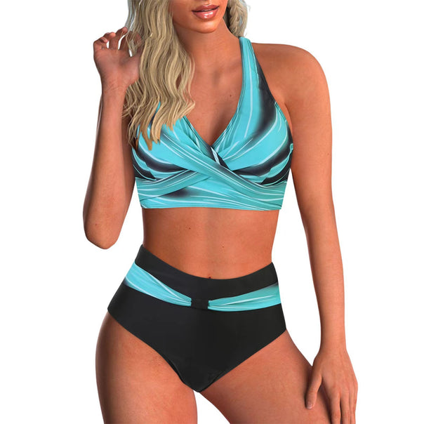 Women's High-Waisted Bikini Set with Elegant Wrap Top Mune Fashion