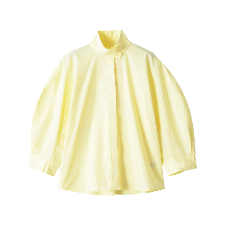 Women's Oversize Blouse with Stand Collar and Hidden Button Placket Mune Fashion
