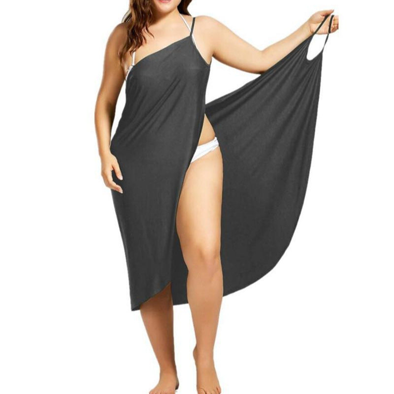 Women's nan versatile beach pareo wrap dress with spaghetti straps and asymmetrical hem Mune Fashion