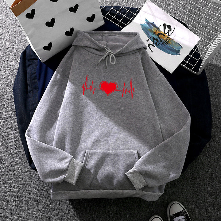 Unisex oversized hoodie with heart EKG print and kangaroo pocket Mune Fashion