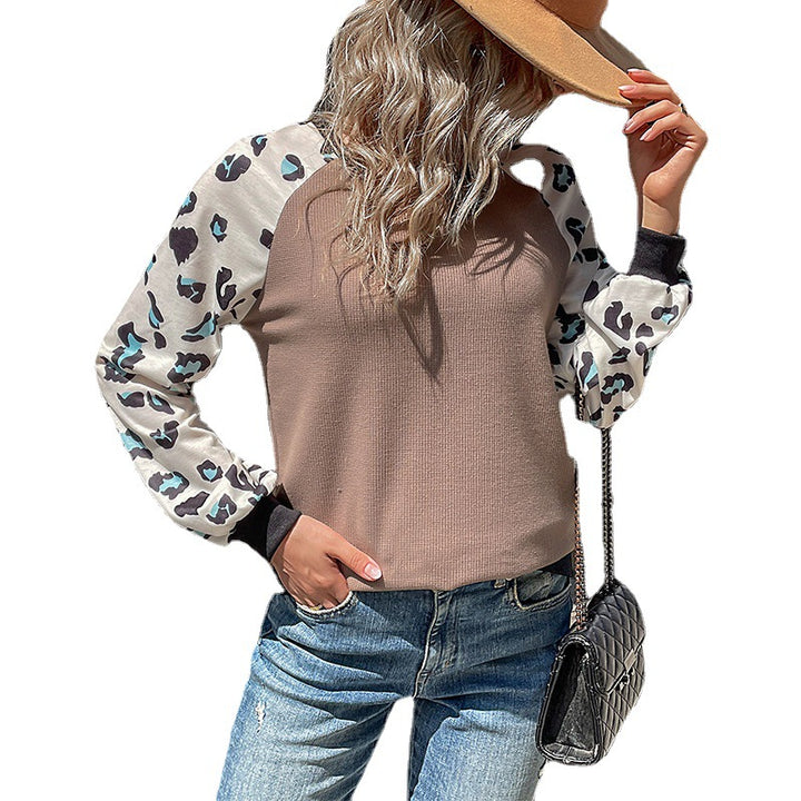 Women's Loose Sweatshirt with Balloon Sleeves, Raglan Print Inserts, and Structured Jersey Mune Fashion