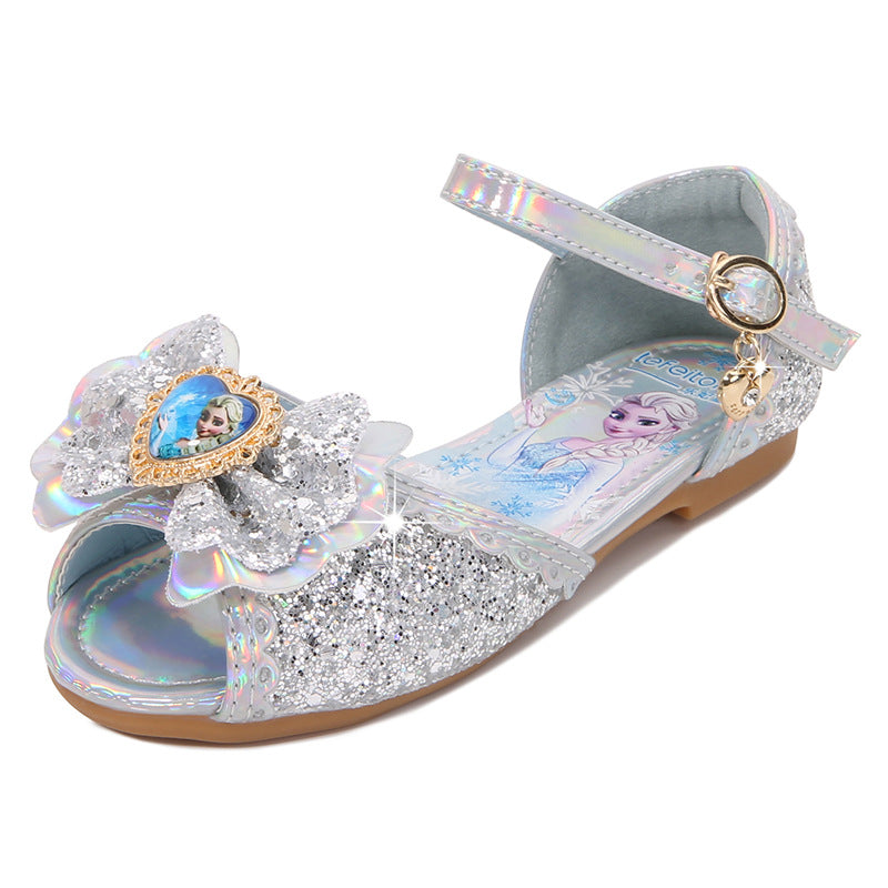 Girls Glittering Sandals with Unique Floral Design Mune Fashion
