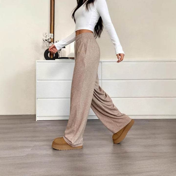 Women wide High-Waist lounge pants with elastic waistband and drawstring Mune Fashion