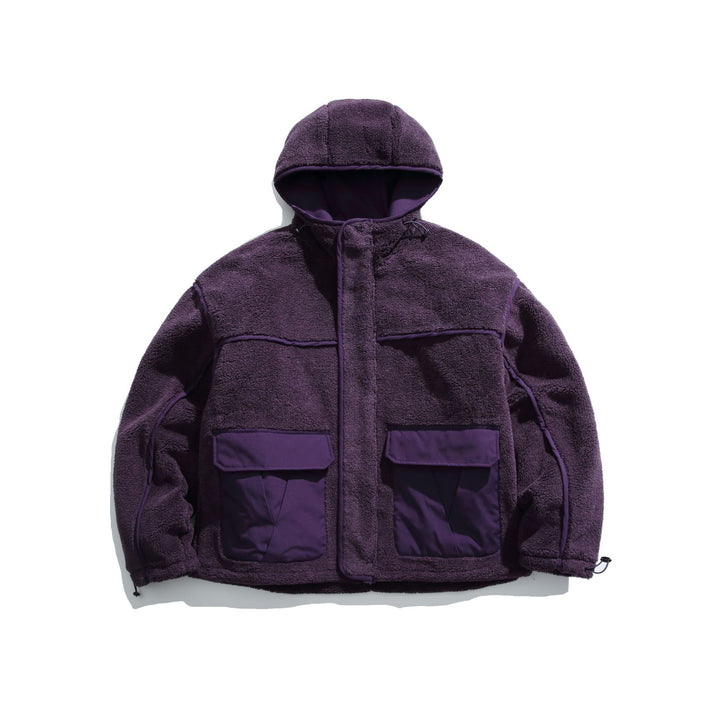 Unisex Insulated Fleece Utility Jacket with Hood and XXL Flap Pockets Mune Fashion