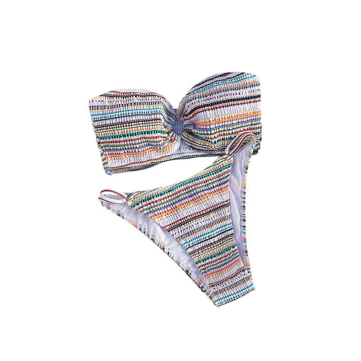 Women's bandeau bikini with colorful pattern and voluminous design Mune Fashion