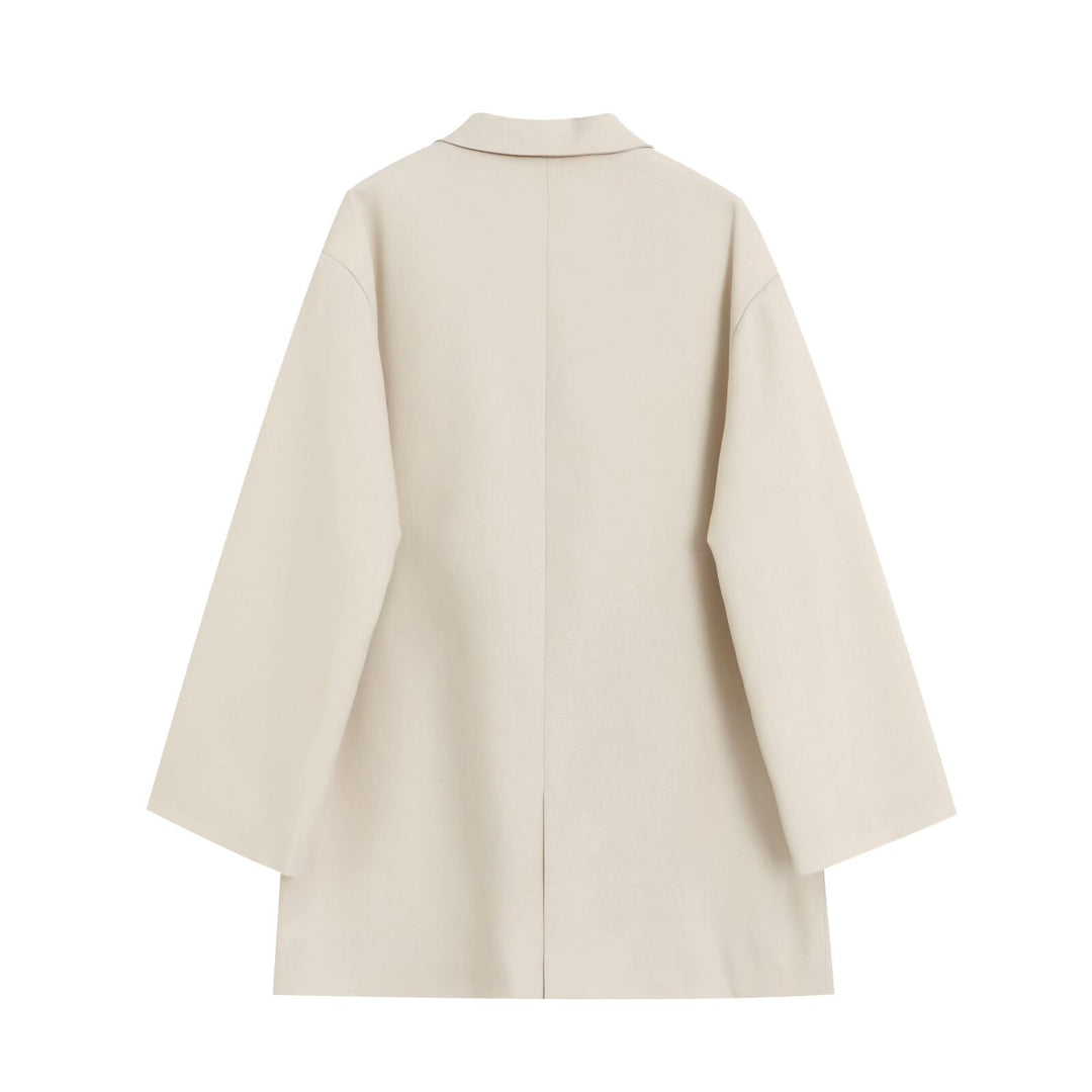 Women’s Oversized Double-Breasted Blazer with Deep Lapel and Welt Pockets Mune Fashion