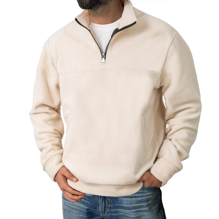 Men's fleece half-zip pullover with stand collar and kangaroo pocket Mune Fashion
