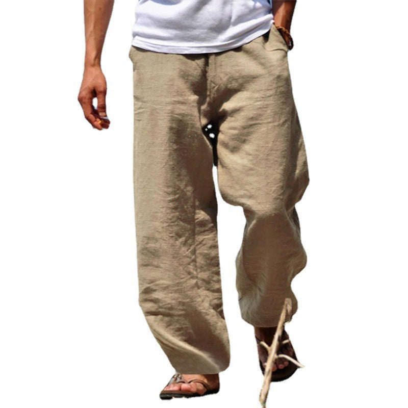 Men's Breezy Beach Pants in Baggy Cut made of Linen Blend with Drawstring Mune Fashion