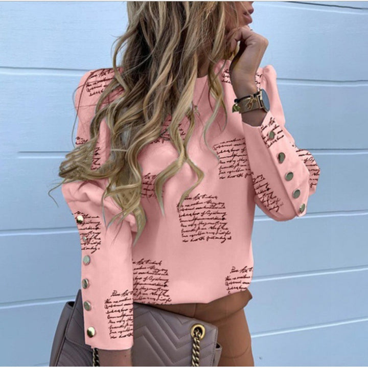 Women's Lightweight Blouse with Leopard Print, Balloon Sleeves and Decorative Button Placket Mune Fashion