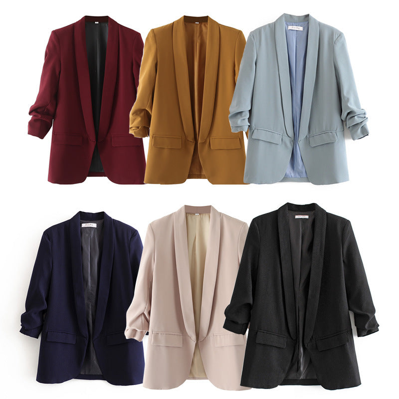 Ladies nan tailored blazer with shawl collar and three-quarter sleeves Mune Fashion