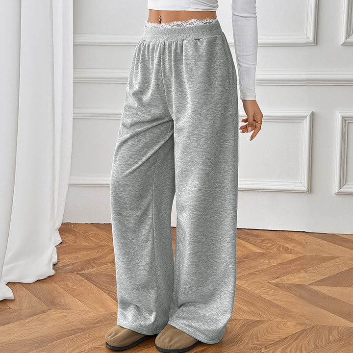 Women Comfort Width Jersey Lounge Pants with High Elastic Waistband Mune Fashion