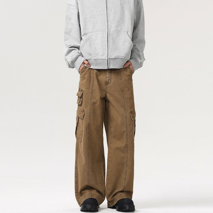 Men's wide cargo pants made of durable cotton twill with utility pockets Mune Fashion