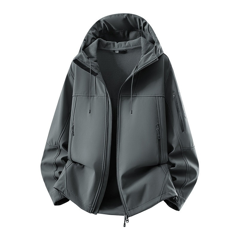 Men's softshell jacket with fleece lining, water-repellent and hood reinforcement Mune Fashion