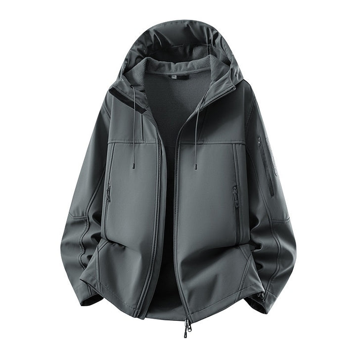 Men's softshell jacket with fleece lining, water-repellent and hood reinforcement Mune Fashion