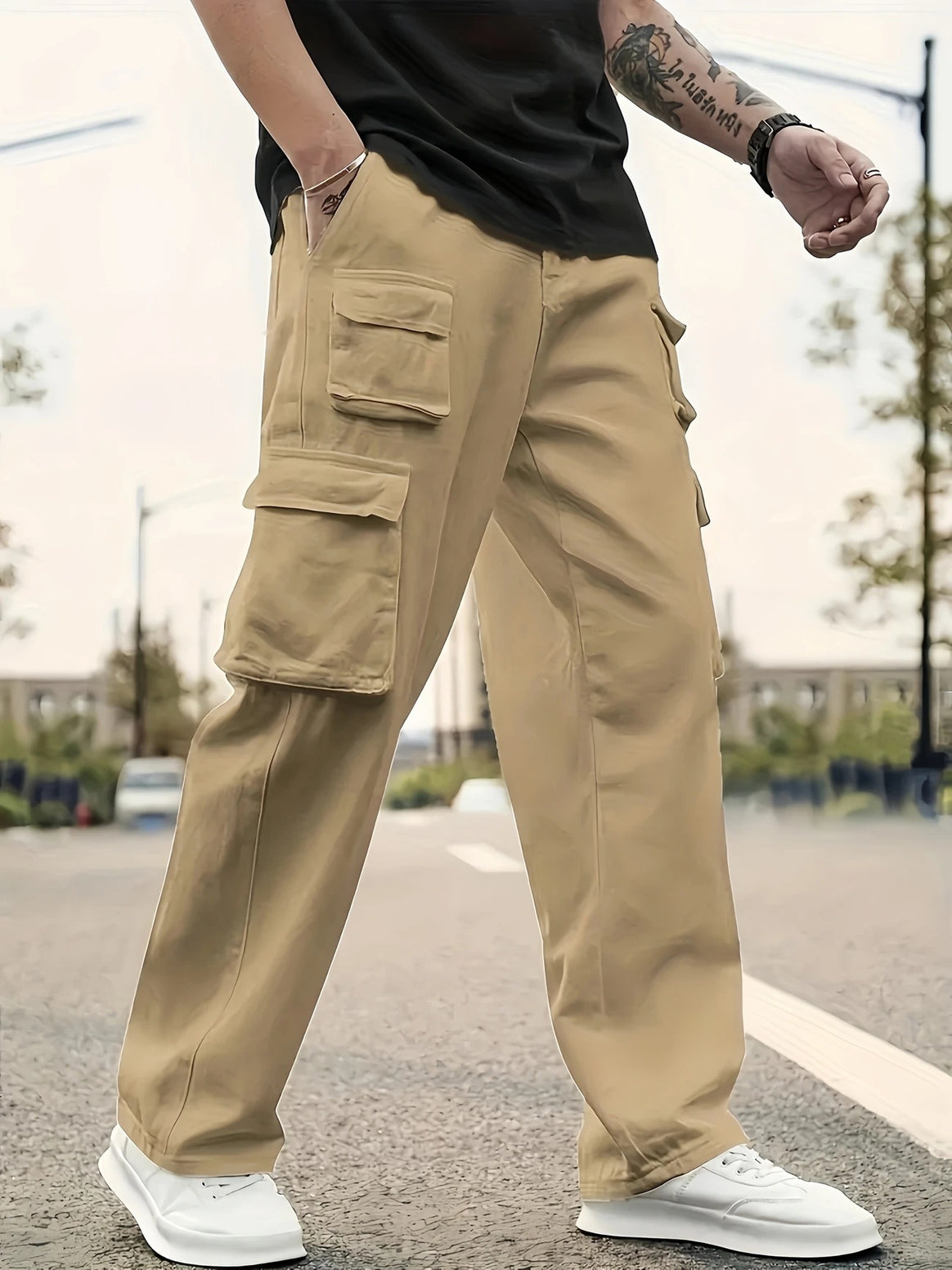 Men's Multifunctional Cargo Pants with Multiple Flap Pockets and Straight Leg Mune Fashion