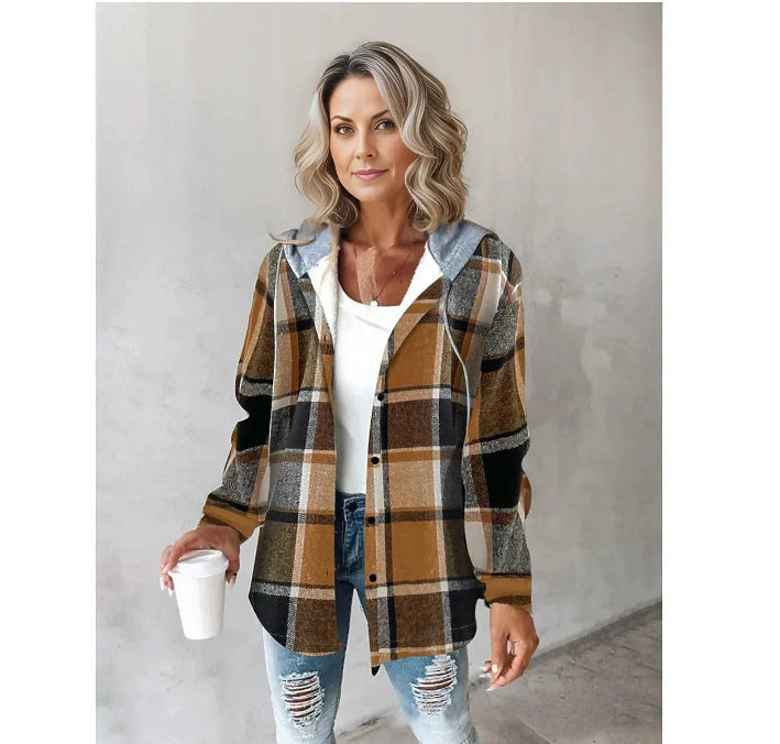 Women's hooded cardigan with stripes and snap button placket Mune Fashion