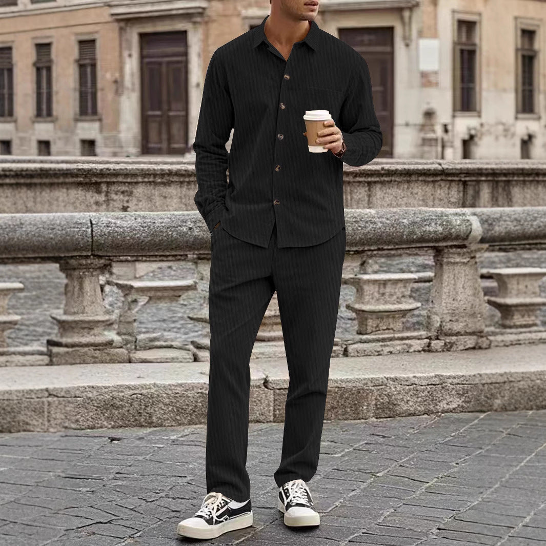 Men's Elegant Leisure Suit with Stylish Shirt and Comfortable Pants Mune