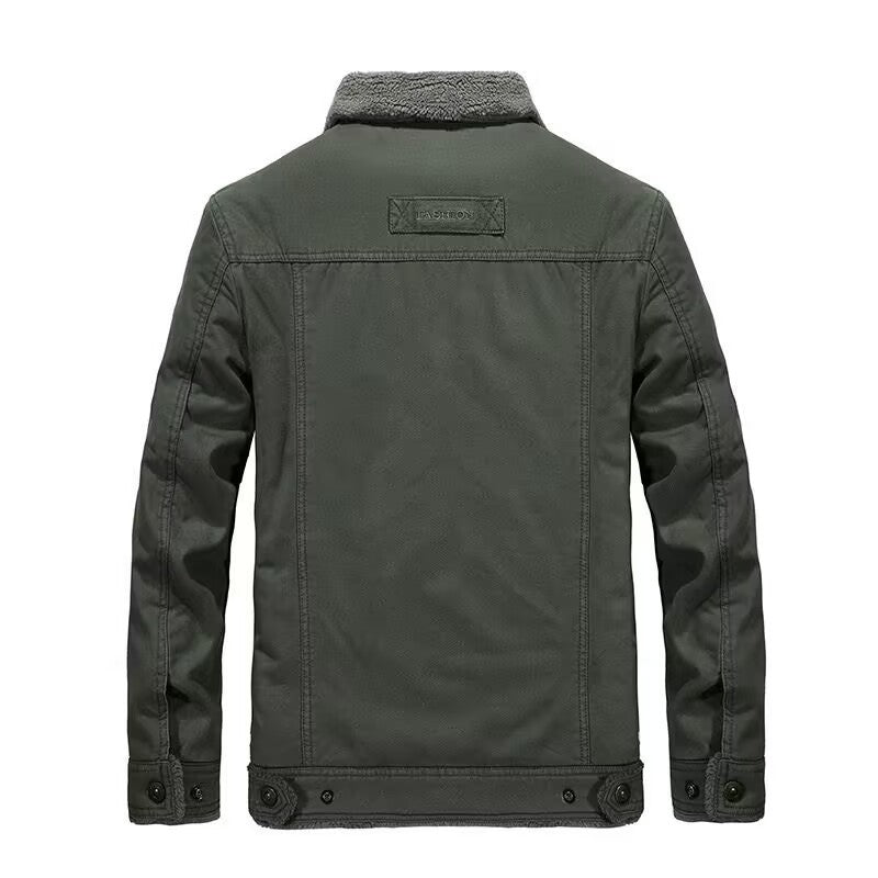 Men's padded Sherpa-canvas field jacket with teddy lining and thermal insulation Mune Fashion