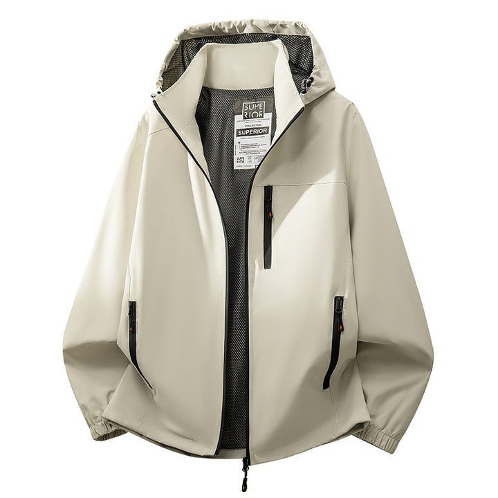 Men's lightweight water-repellent hooded softshell jacket with mesh lining, zip pockets & elastic cuffs Mune Fashion
