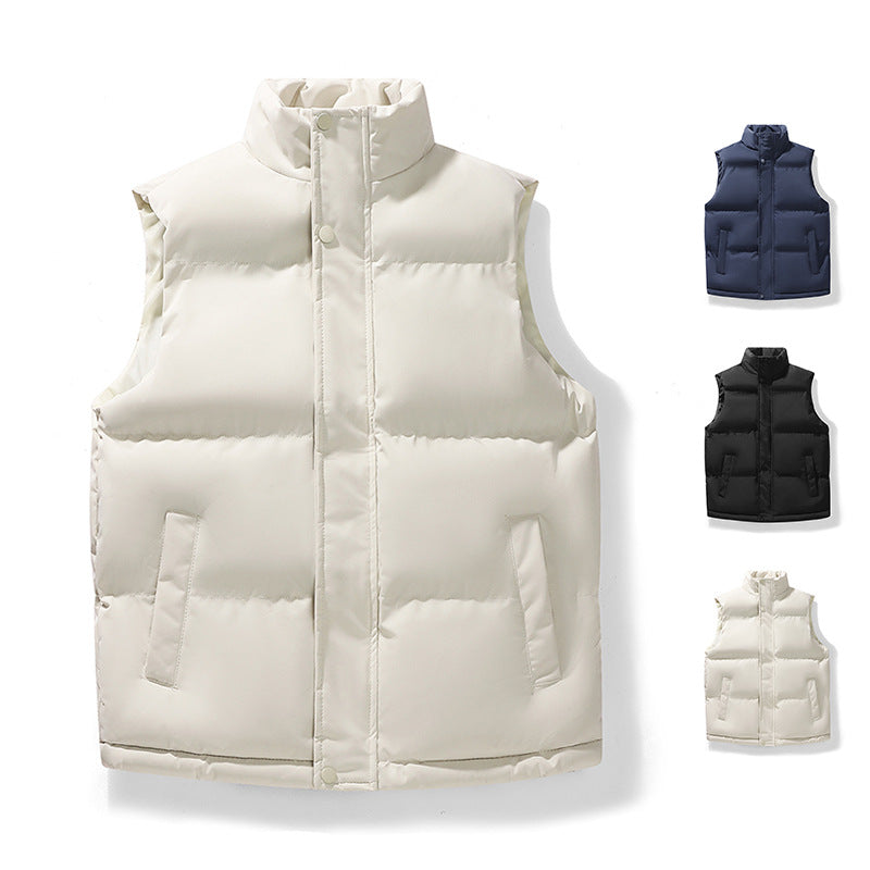 Men's Padded Quilted Vest with High Stand-Up Collar & Concealed Snap Placket Mune Fashion