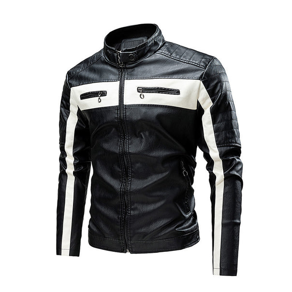 Men's Fashion Leather Jacket with Color Block Design Mune Fashion