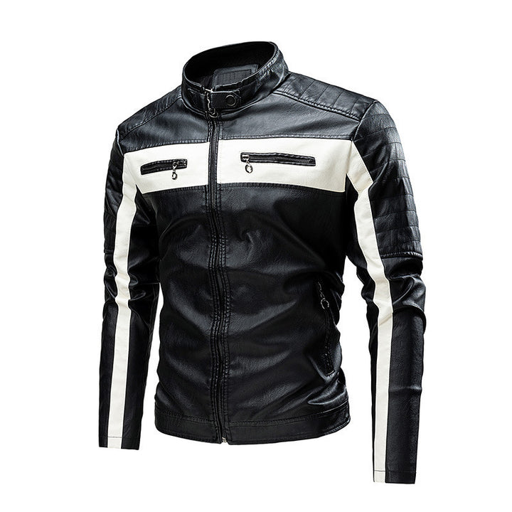 Men's Fashion Leather Jacket with Color Block Design Mune Fashion