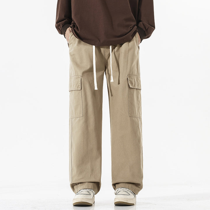Men's Super Wide Utility Cargo Pants in Low Rise Baggy Cut with Drawstring Mune Fashion