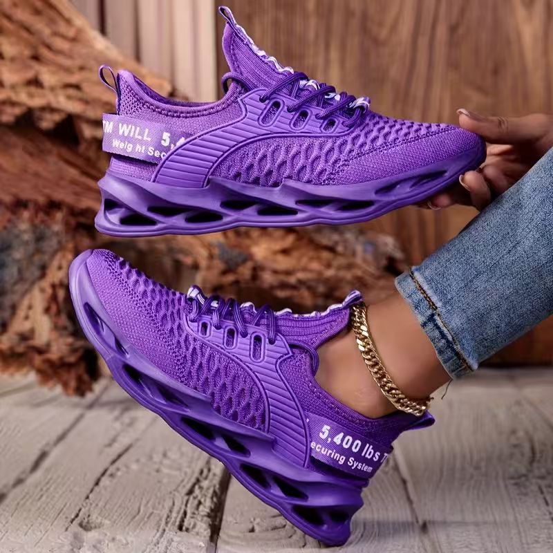 Ladies Air Cushion Sneakers with Transparent Air Sole and Knitted Upper Mune Fashion