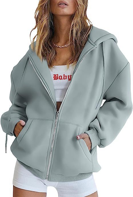 Women oversized hoodie jacket with full zip and kangaroo pockets Mune Fashion
