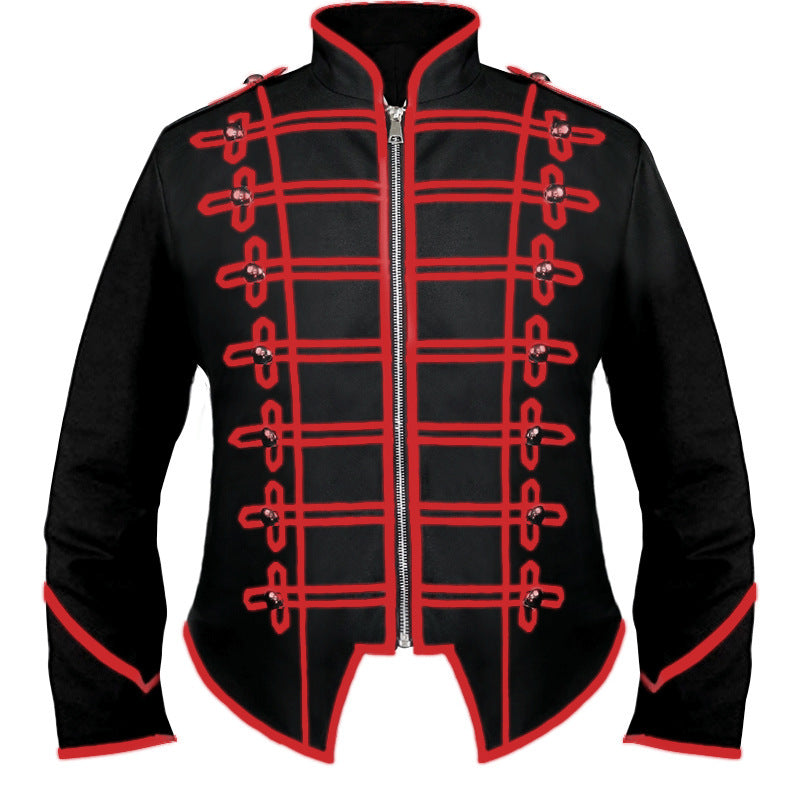 Men's military parade jacket with decorative cord and stand-up collar Mune Fashion
